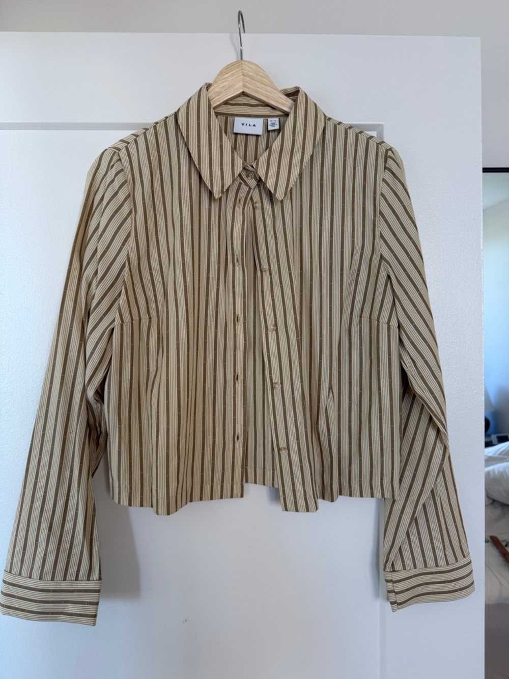 European tan/brown Stripe Button-Up Shirt